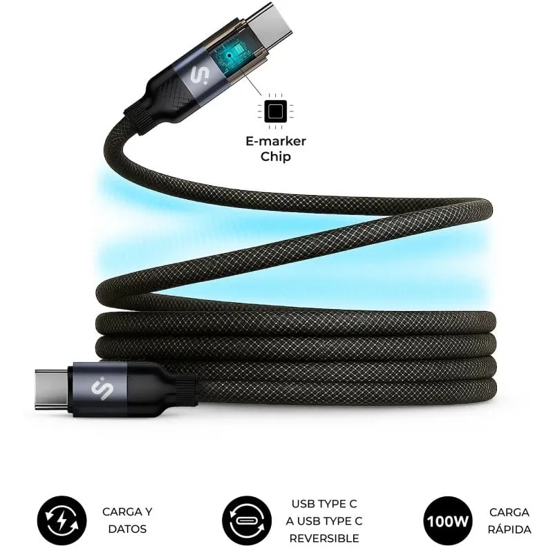 Cable USB 2.0 Tipo-C Subblim PowerMag Led