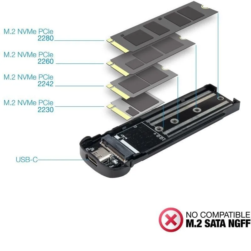 Caja Externa para Disco SSD M.2 NVMe TooQ TQE-2201BL, foto 4