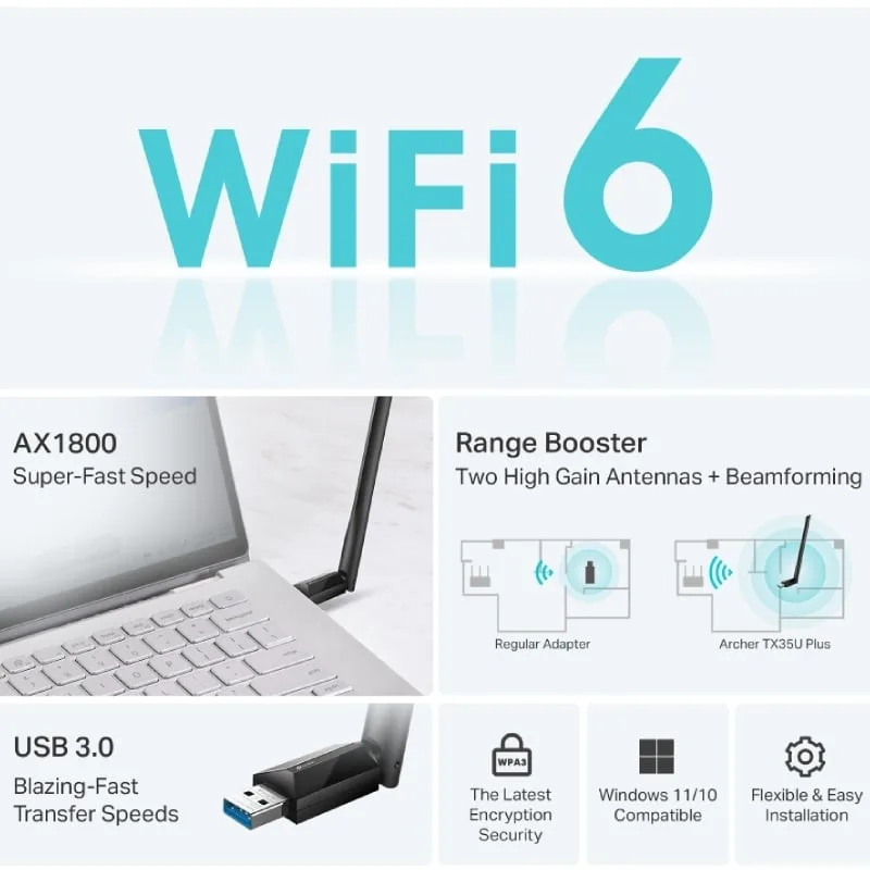 Adaptador USB - WiFi TP-Link Archer TX35U Plus, foto 5