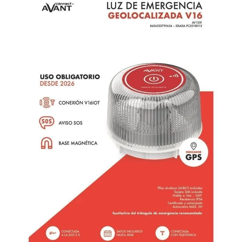 Luz baliza de emergencia para coche Avant V16 Connected AV1201, foto 3