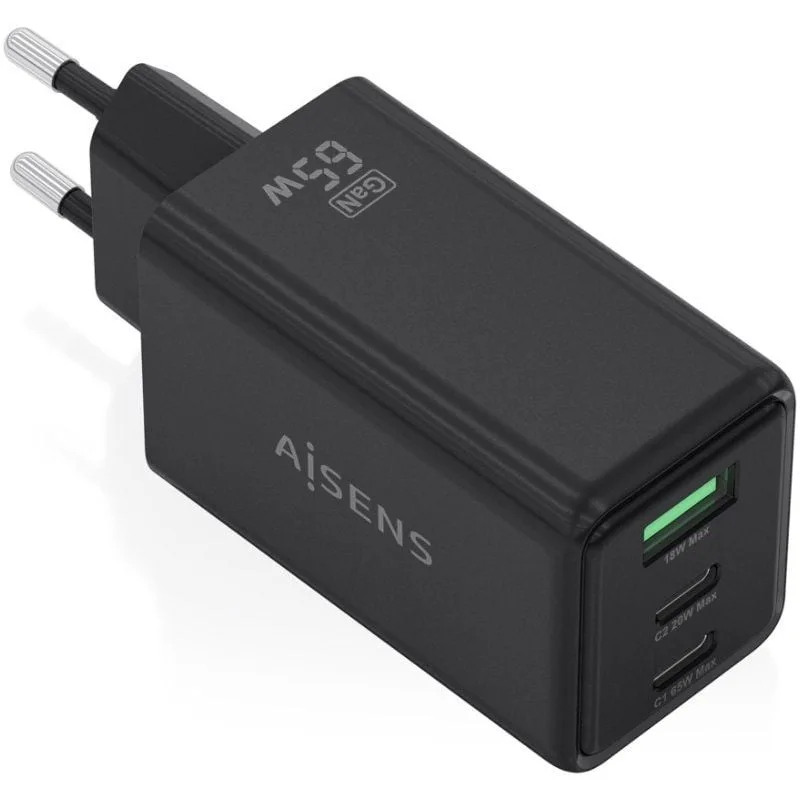 Cargador de Pared GaN Aisens ASCH-65W3P073-BK
