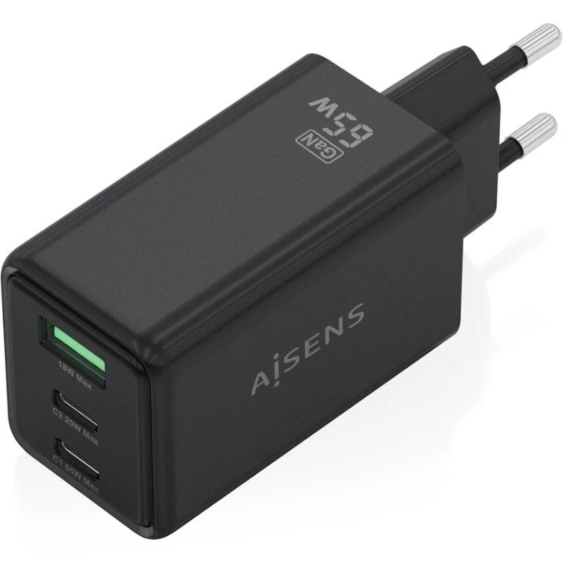 Cargador de Pared GaN Aisens ASCH-65W3P073-BK, foto 2