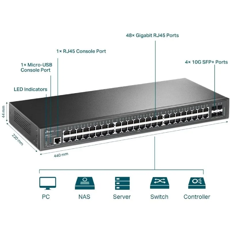 Switch Gestionable TP-Link Omada JetStream TL-SG3452X 52 Puertos, foto 3
