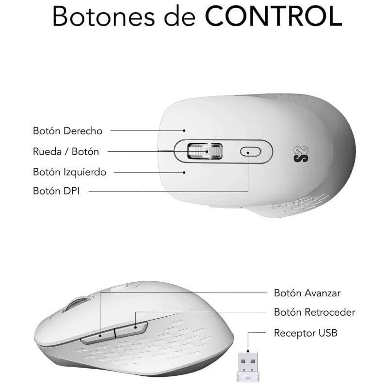 Ratón Ergonómico Inalámbrico Subblim Curve Ergo Dual Battery, foto 2