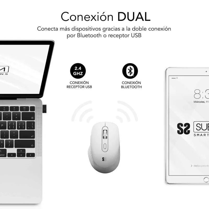 Ratón Ergonómico Inalámbrico Subblim Curve Ergo Dual Battery, foto 3