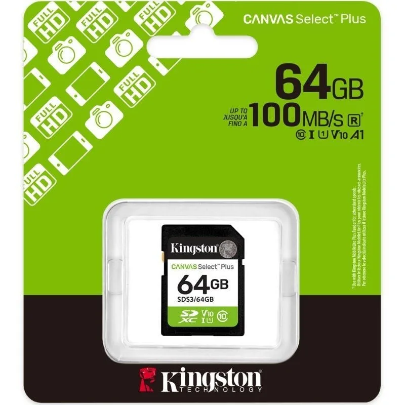 Tarjeta de Memoria Kingston CANVAS Select Plus 64GB SD XC, foto 3