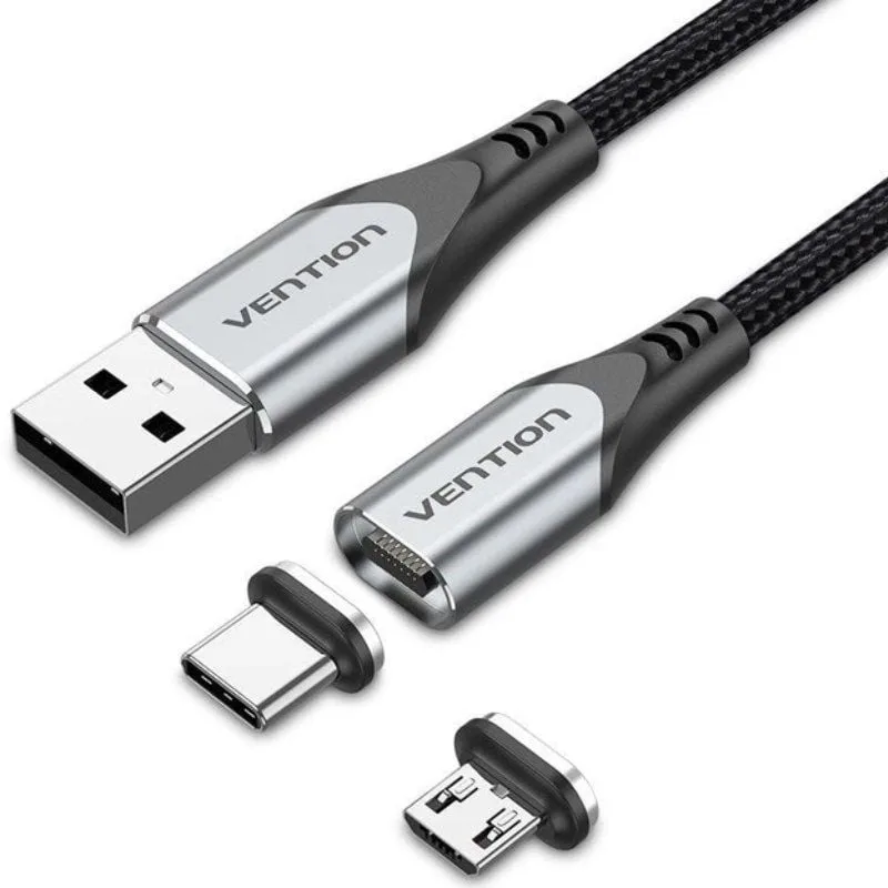Cable de Carga Magnético USB Tipo-C con Adaptador MicroUSB Vention CQMHD