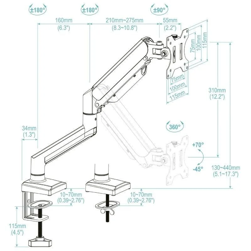 Soporte de Mesa para Monitor TooQ DB1334TNR-B, foto 3