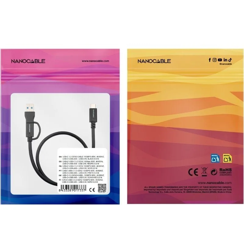 Cable USB 3.2 Tipo-C Nanocable 10.01.4802, foto 3