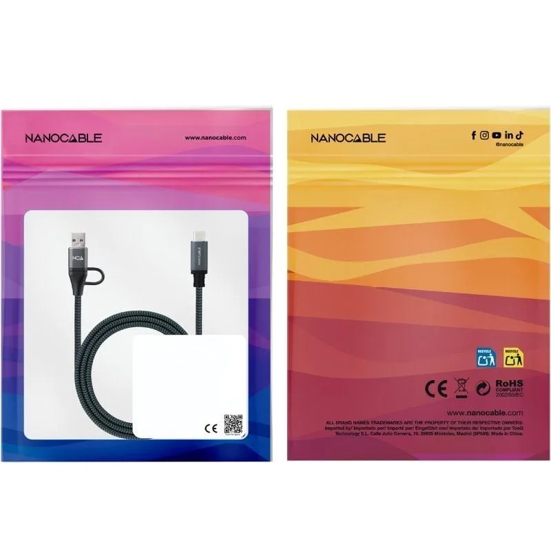 Cable USB 3.2 Tipo-C Nanocable 10.01.4112-COMB, foto 3