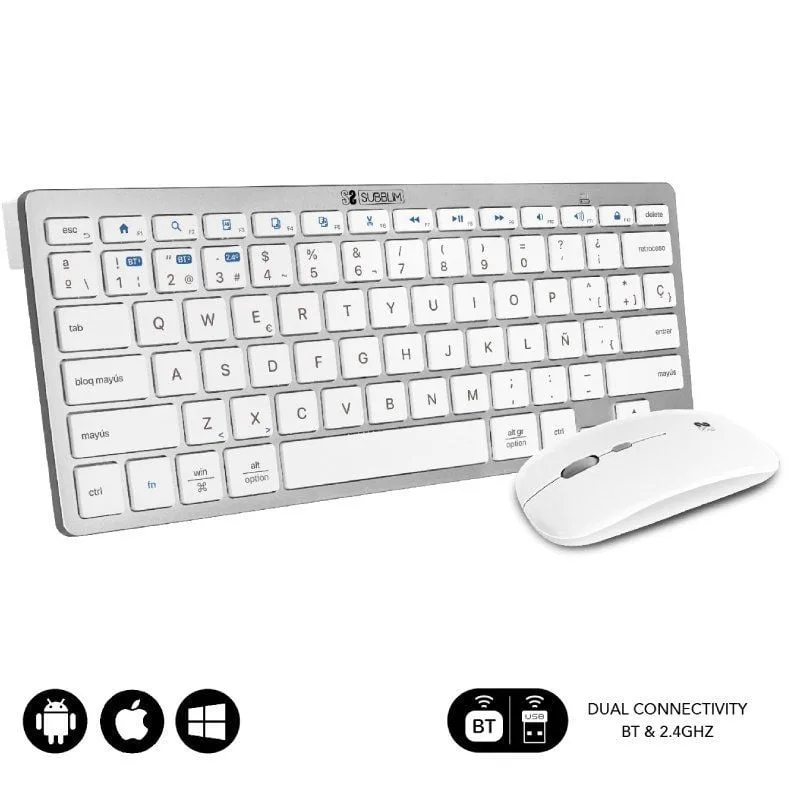 Teclado y Ratón Inalámbrico Subblim OCO010 Combo Multidispositivo Compacto