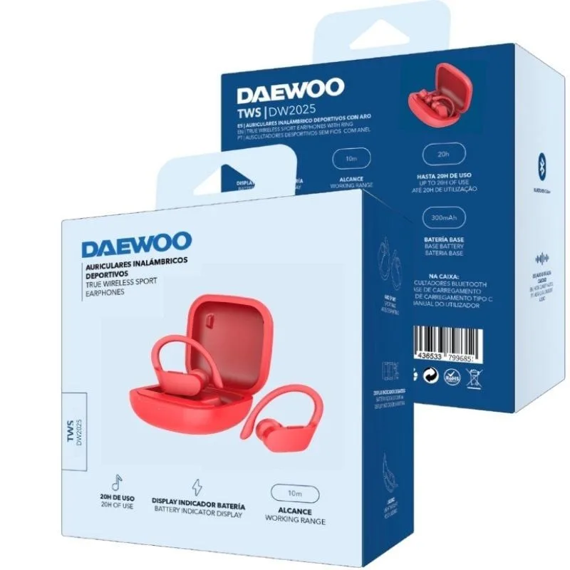 Auriculares Deportivos Bluetooth Daewoo DW2025 con estuche de carga, foto 4