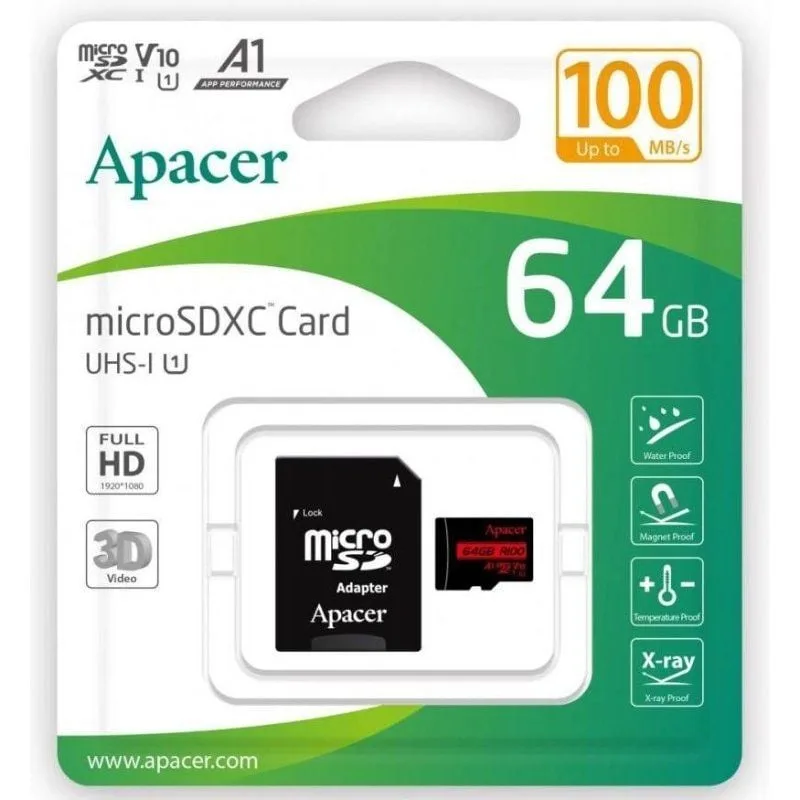 Tarjeta de Memoria Apacer 64GB XC UHS 1 con Adaptador