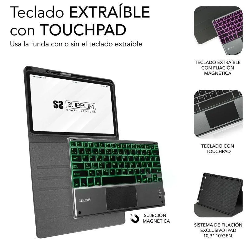 Funda con Teclado Subblim KeyTab Pro BT para Tablet iPad 10.9" 10a Gen, foto 3