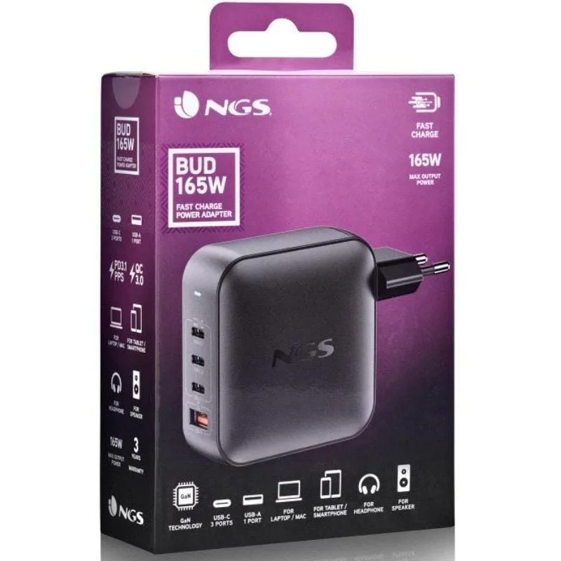 Cargador de Portátil GaN NGS BUD 165W, foto 5