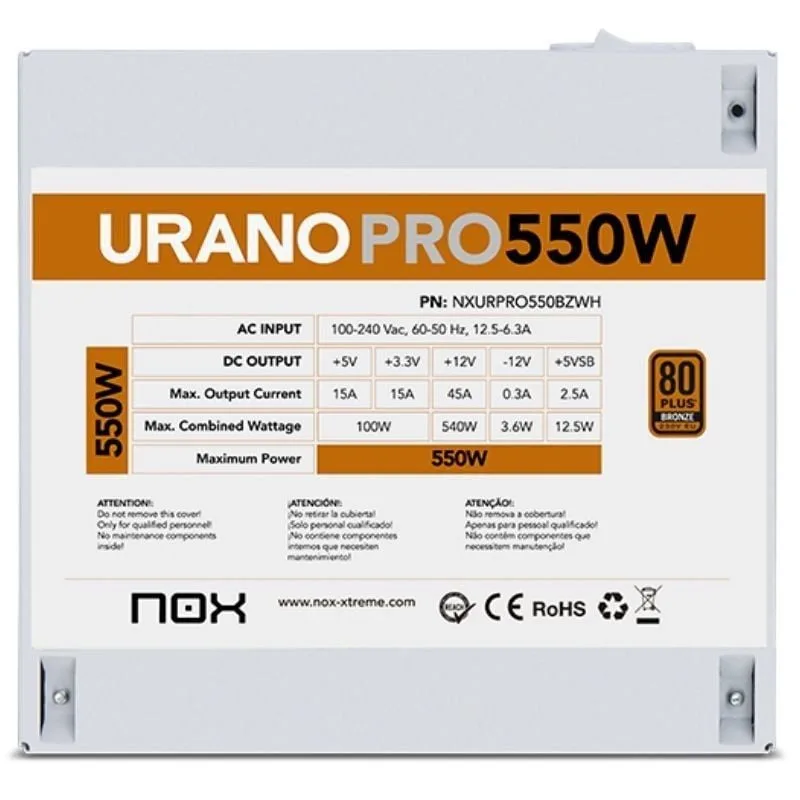 Fuente de Alimentación Nox Hummer Urano Pro White, foto 5