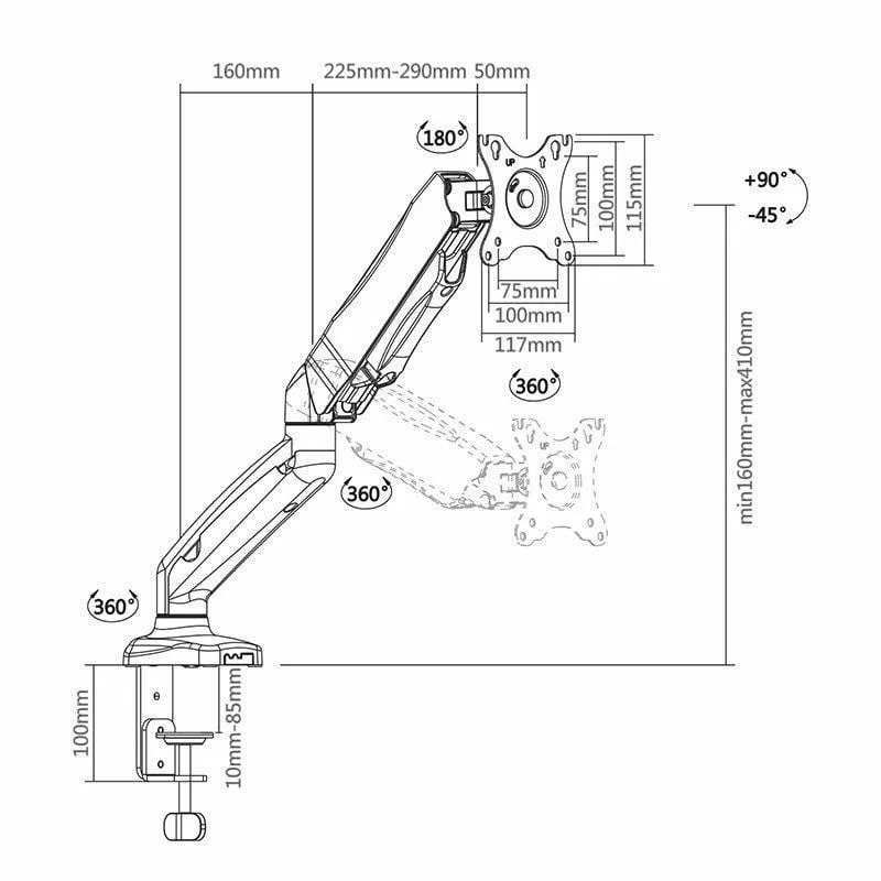 Soporte de Mesa con Contrapeso para Monitor Aisens DT27TSR-043, foto 5