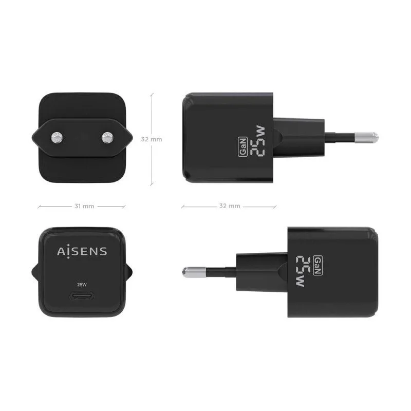 Cargador de Pared GaN Aisens ASCH-25W1P013-BK, foto 4