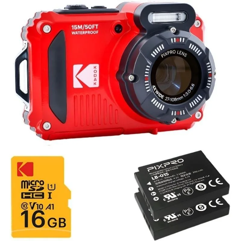 Pack Cámara Digital Kodak Pixpro WPZ2RD6 + 2 Baterías + 1 MicroSD