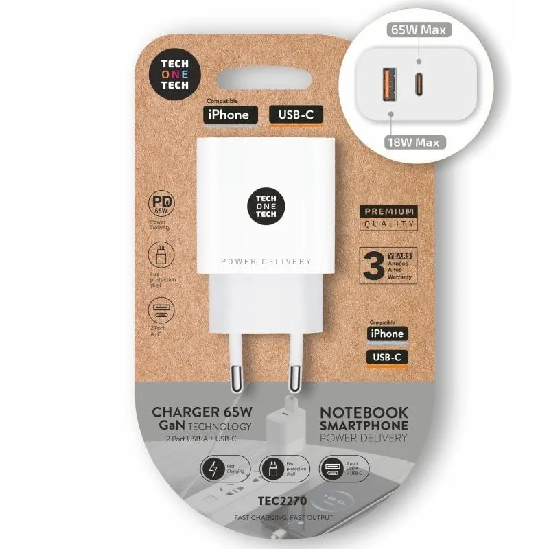 Cargador de Pared GaN Tech One Tech GaN TEC2270