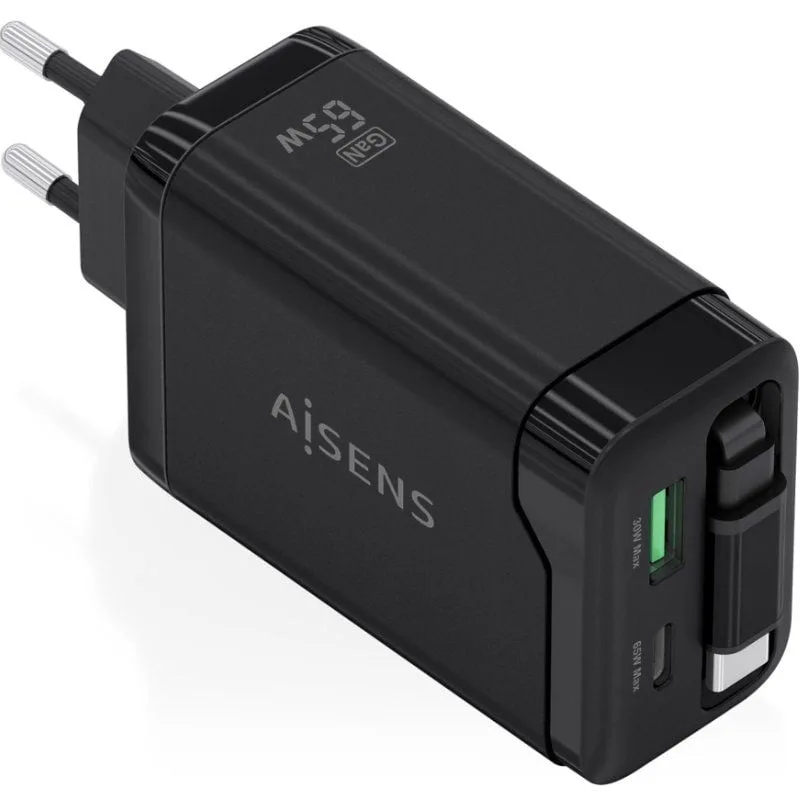 Cargador de Pared GaN Aisens ASCH-65W3P071-BK