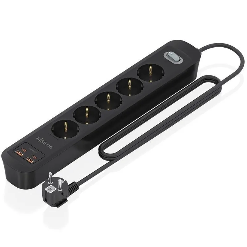 Regleta con Interruptor Aisens ASPS-2A2C15-BK