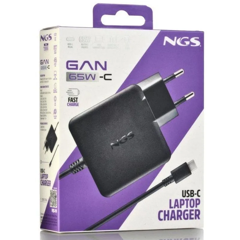 Cargador de Portátil NGS GAN 65W-C USB Tipo-C, foto 4