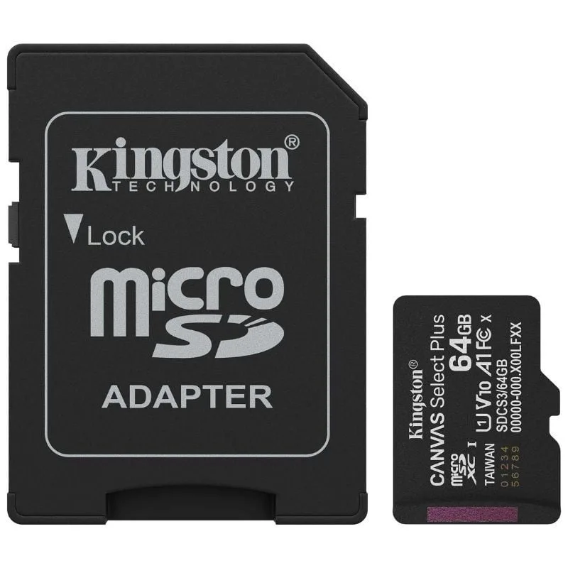 Tarjeta de Memoria Kingston CANVAS Select Plus 64GB microSD XC con Adaptador