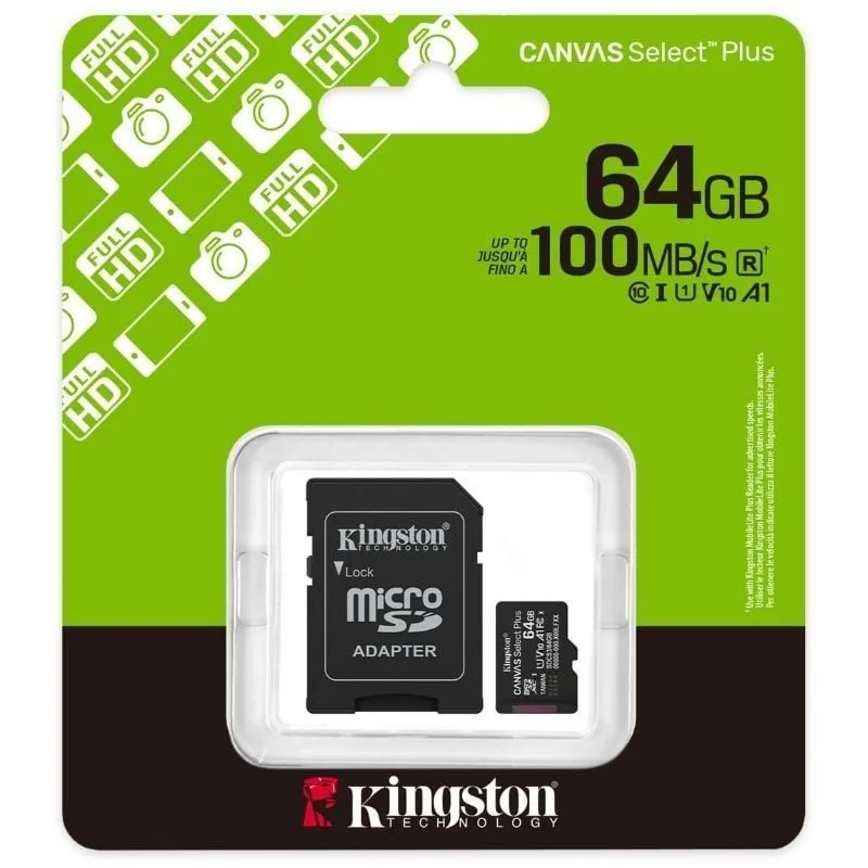 Tarjeta de Memoria Kingston CANVAS Select Plus 64GB microSD XC con Adaptador, foto 3