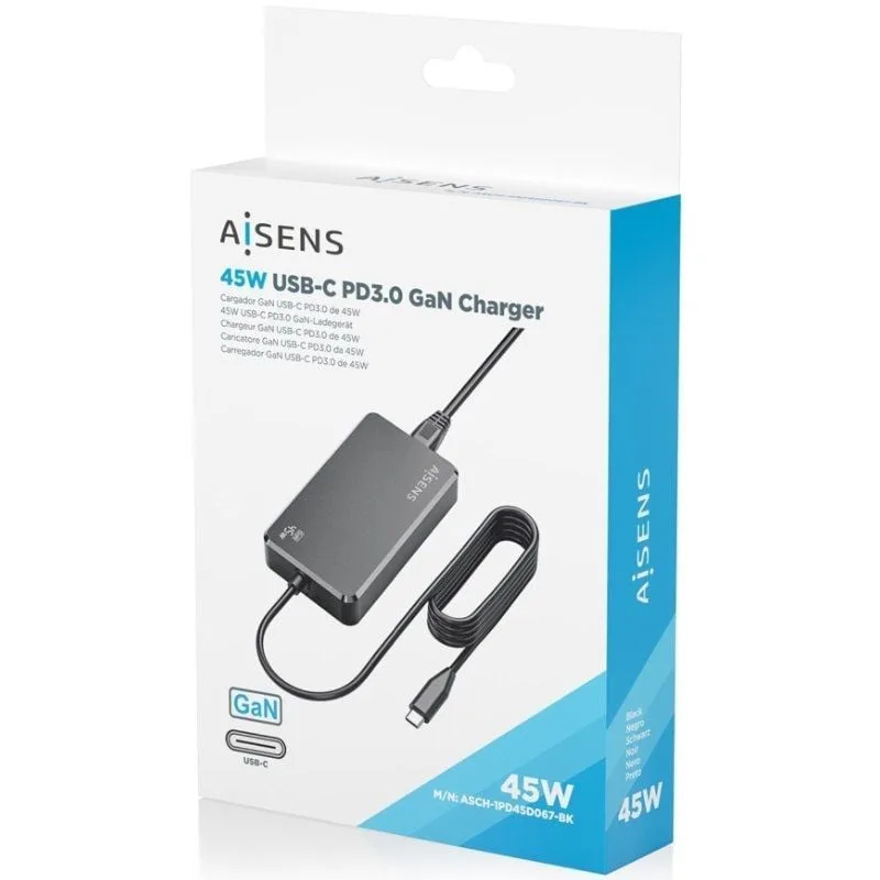 Cargador Sobremesa GaN Aisens ASCH-1PD45D067-BK, foto 5