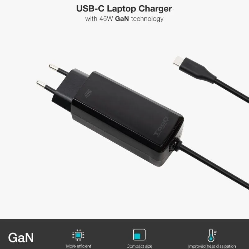 Cargador de Portátil GaN TooQ TQLC-USBCGAN45PD-C USB Tipo-C, foto 3
